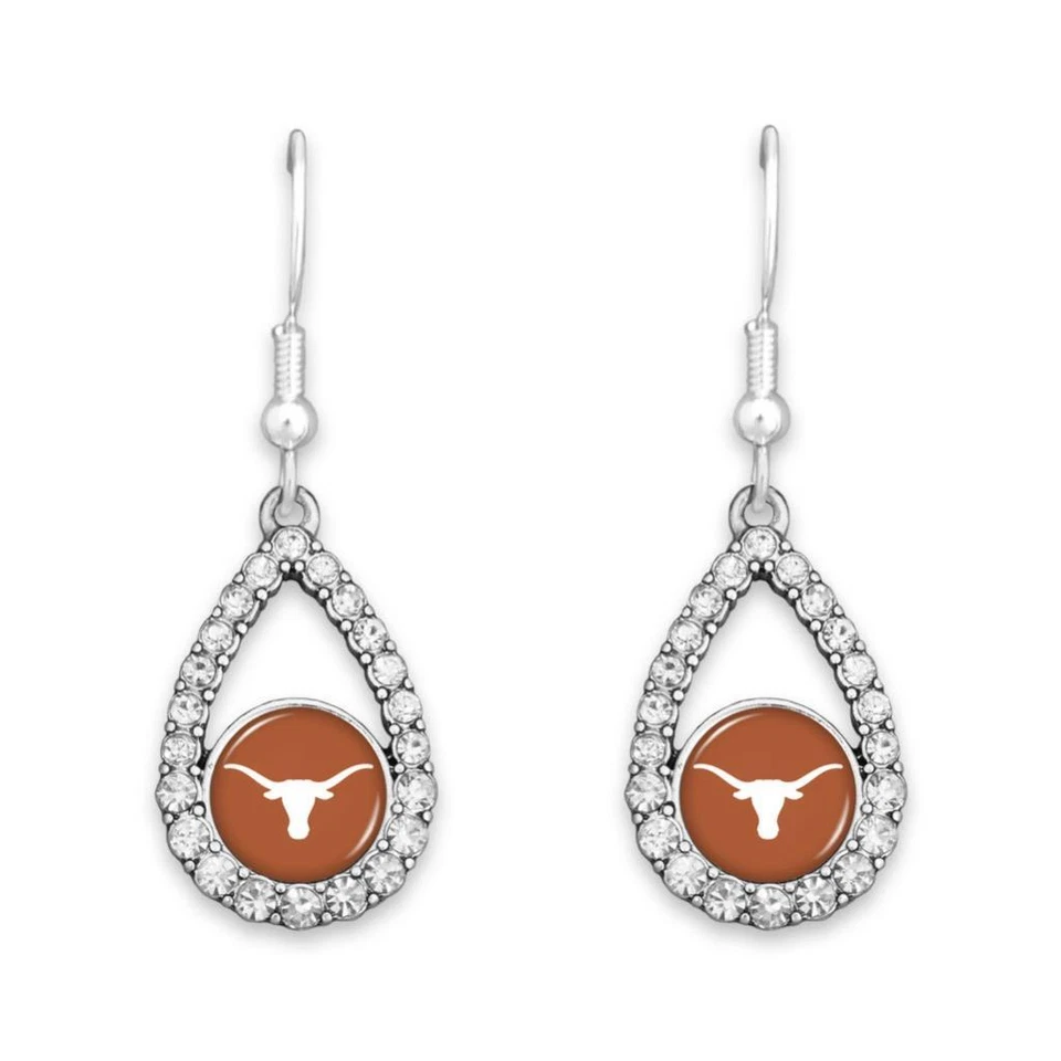 Texas Longhorns Naranja Lágrima Cristal Plata Gancho Pendientes Joyería Regalo UT Foto 1 de 1