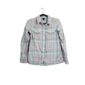 Patagonia Womens Organic Cotton Plaid Button Up Flannel Shirt Size 8 Fall - Picture 1 of 8