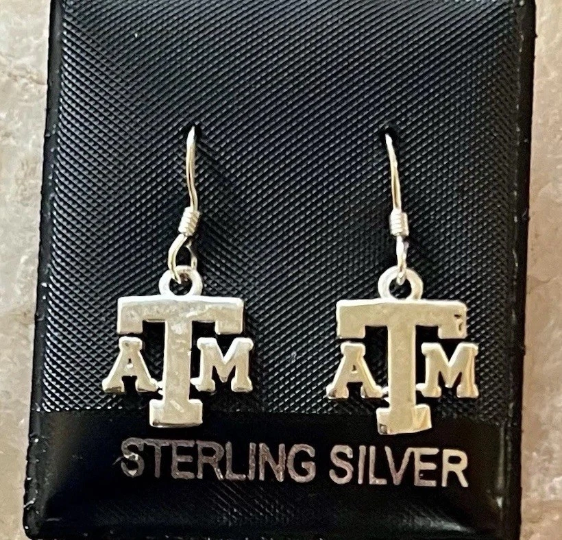 Par de pendientes colgantes de plata de ley .925 Texas A&M Foto 1 de 1