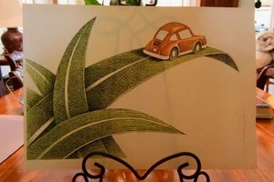 VOLKSWAGON "BEETLE" ART Original Painting by Naum the Russian HOWARD SHOEMAKER - Picture 1 of 1