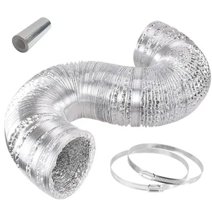 Dryer Vent Hose 4 inch 8 feet Flexible Aluminum Foil Ducting with 2 Clamps fo... - Picture 1 of 6