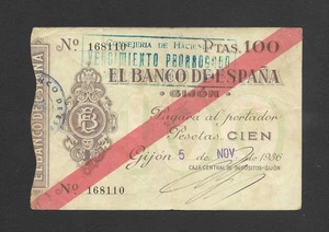 100 PESETAS  1936  GIJON MBC - Picture 1 of 2