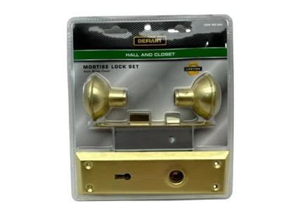 Juego de cerraduras de mortaja DEFIANT perilla de puerta de pasillo y armario latón satinado con llaves 1008383924 Foto 1 de 4