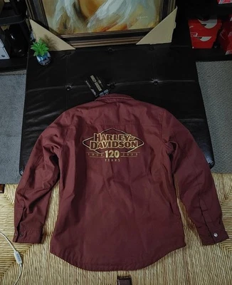 Harley-Davidson Large 120th Anniversary Heavy motorcycle Jacket Dark Red Black - Image 1 of 4