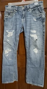 Rock Revival Jeans Herren 32 Blau Duke Bootcut Distressed Denim Bestickt - Bild 1 von 5