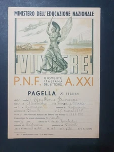 Pagella MINISTERO EDUCAZIONE NAZIONALE Lignana 1942 ERA FASCISTA (VR751) - Picture 1 of 2