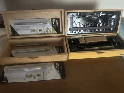 2 - Vintage  X-Acto Exacto Sets Wood Boxes 6 Knifes Shavers Mat Cutter Blades - Image 1 of 4