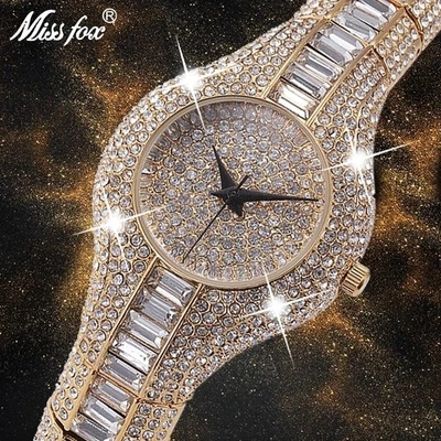 Luxury 18K Gold Plated Ice out Women's Watch Iced Bling Diamond Gift No Fade - Image 1 of 4