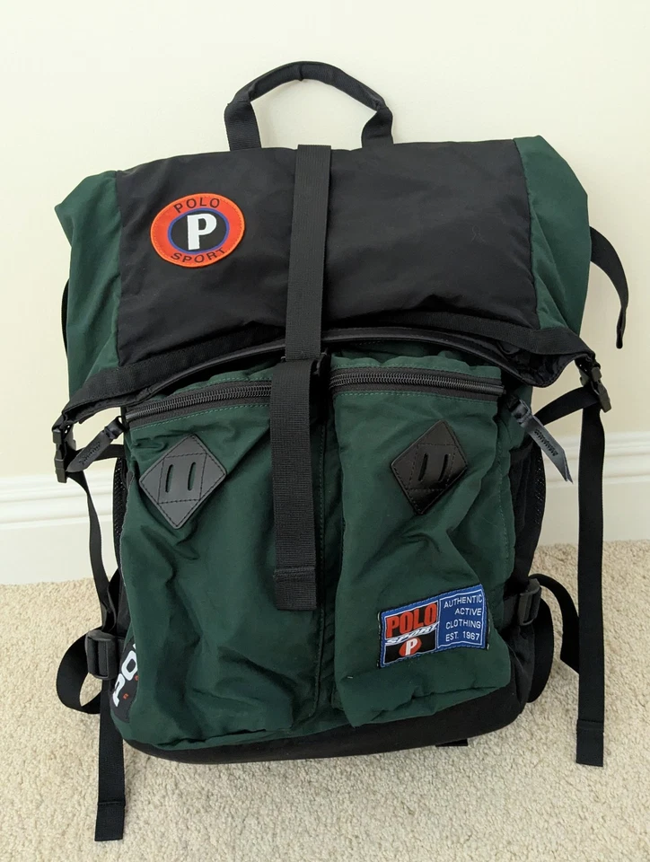 Ralph Lauren Polo Deportivo Utilitario Roll-Top Verde Oscuro Senderismo Aire Libre Mochila Foto 1 de 4