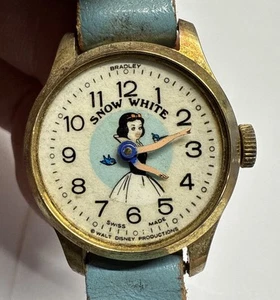 Vintage Disney Snow White Watch Blue Leather - Bradley - Picture 1 of 3