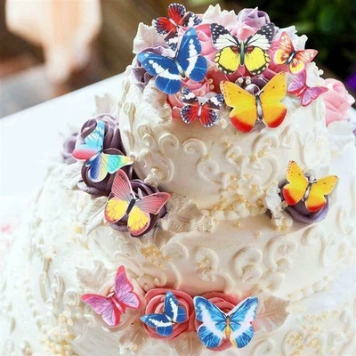 40 Piezas Mezcladas Mariposas Decoración Comestible Oblea Arroz Papel Pastel Cupcake Foto 1 de 4