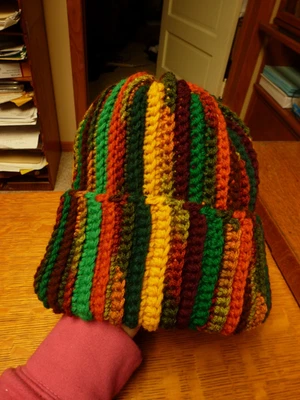 :) 手工制作男式冬帽绿色金色棕色铜(秋色) — 第 1/4 张图片