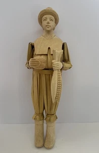 Vintage Erntedank Ernte handgeschnitzt 16" Maishülse Pilger Figur EG - Bild 1 von 7