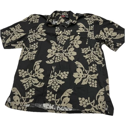 OP - Ocean Pacific - Short Sleeve Hawaiian Shirt Black Grey Floral Pocket Sz L - Image 1 of 4