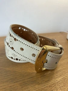 Louis Vuitton M9680 Santur Phoenix Leather Gold Buckle Perforated Belt 90/36 - Picture 1 of 9