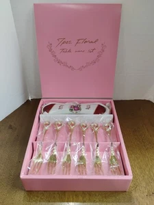 Vintage 7-Piece Floral Stainless Steel Tableware Set (Japan) New - Picture 1 of 12