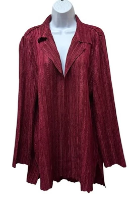 Chico's 2 Travelers Collection Solid Crushed Long Jacket Topper Oversized Size L - Image 1 of 4