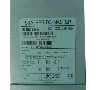 6RA7 075-6DS22-0-Z NEW SIEMENS DC GOVERNOR 6RA7075-6DS22-0-Z Master Rectifier - Image 1 of 3