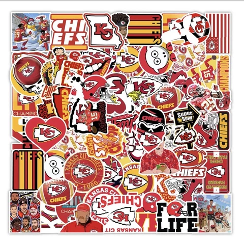 50pcs Kansas Chiefs Stickers Suitcase Water Bottle Laptop Waterproof Stickers Cover