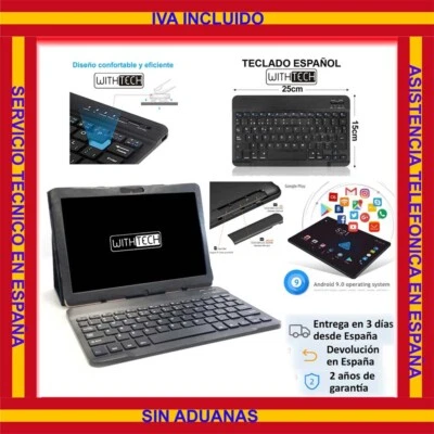 10,1 Tablet WITHTECH , 3G,OCTA CORE,6 GB RAM DUAL SIM NEGRA CON FUNDA Y TECLADO - Imagen 1 de 4