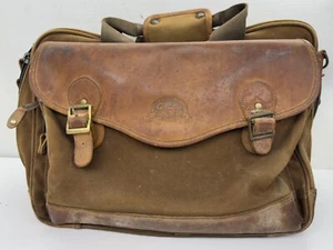 Vintage Cabela’s Leather Laptop Bag Fishing Tackle Shoulder Travel Canvas READ - Picture 1 of 19