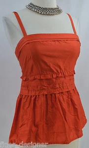 J J. Crew 100% silk cami ruffle Top Blouse shirt orange adj strap SIZE 0 S NEW - Imagen 1 de 8