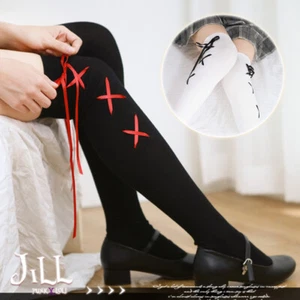 lolita cosplay antique porcelain doll lacing ribbon thigh high socks J1A20007 - Picture 1 of 1