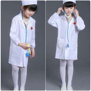 Childs Doctor Nurse Coat Fancy Dress Costume Outfit Uniform Girls Boys Kids Play - Picture 1 of 12