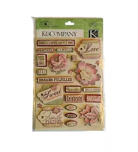 K&Company 3D Aufkleber Worte Sätze Tags Liebe Romantisch Blumen K McKenna 23 Neu aus altem Lagerbestand - Bild 1 von 2