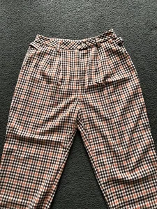 DOTTI Brown Orange checkered Cuffed Pleated pants - size 8 (007) - Picture 1 of 11