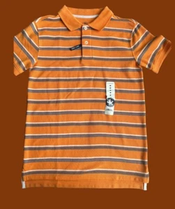 NWT J Khaki Boys Orange Stripe Cotton Blend Polo Shirt Size Medium - Picture 1 of 8