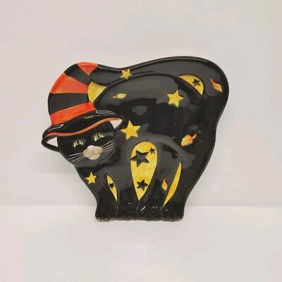 Plato de Halloween gato negro certificado por Susan Winget cerámica internacional Foto 1 de 4