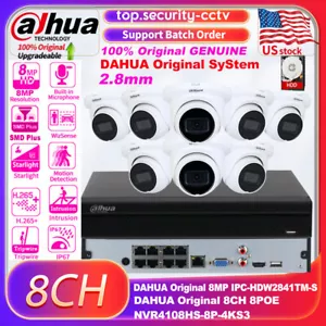 US STOCK DAHUA Kit 8CH 8POE CCTV SyStem 8MP WizSense MIC Turret IR IP Camera Lot - Picture 1 of 22