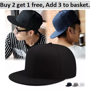 Adjustable Men Peak Plain Flat Hip Hop Unisex Snapback Classic Baseball Hat Cap - Picture 1 of 16