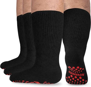 3 pares de calcetines para diabéticos antideslizantes para hospital ancho tripulación edema calcetines bariátricos - Imagen 1 de 1