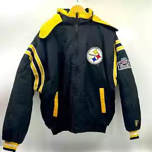 VINTAGE PITTSBURGH STEELERS JACKET MENS SIZE LARGE REVERSIBLE PRO PLAYER JACKET - Picture 1 of 15