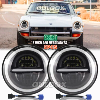 PAIR 7" inch Round LED Headlights High/Low Beam For Datsun 240Z/260Z/280Z/280ZX - Image 1 of 4