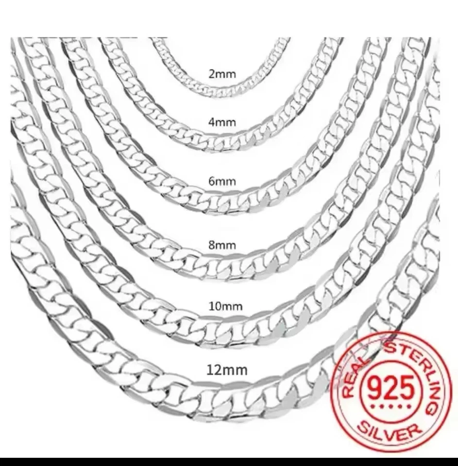 Men's 925 Sterling Silver Necklace 8 MM 55cm Link Chain Necklace. - Image 1 of 1