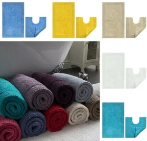 Reversible 2 Piece Bath and Pedestal Mat Set 2200gsm Luxury Thickness Super Soft - Picture 1 of 42