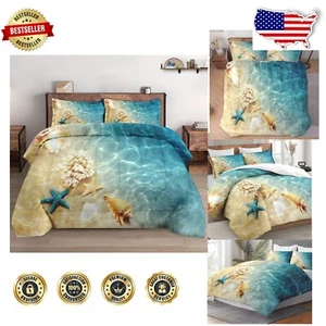 Soft Microfiber King Size Comforter Set with Beach Animal Prints - 2 Pillowcases - Picture 1 of 9