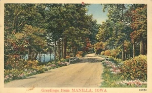 Grüße aus Manilla Iowa Landstraße Postkarte - Bild 1 von 2