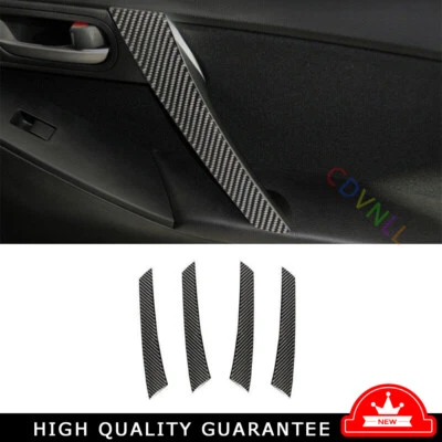 Cubierta de reposabrazos interior de fibra de carbono de vinilo apta para Mazda 3 2011-15 4 piezas Foto 1 de 4