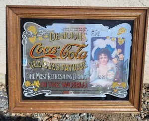 Vintage Coca Cola Spiegel - Holzrahmen - 24"x18" - Bar, Männerhöhle, Cola - Bild 1 von 1
