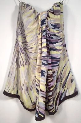 Vestido de sol de seda estampado multicolor genuino MISSION. Sujetador sin tirantes + talla 40 NUEVO Foto 1 de 4