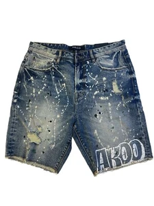 Marke Akoo Herren 100 % authentisch Größe 34 Jeansshorts Farbe dunkle Waschung - Bild 1 von 8