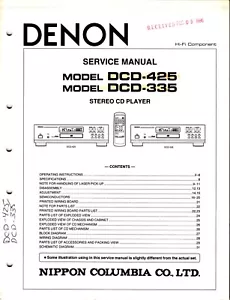 Manuale di servizio originale Denon DCD-425 / DCD-335 - Foto 1 di 1