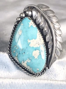 Classic Southwestern Handcrafted Natural Sky Blue Turquoise Ring Sterling Size 9 - Picture 1 of 5