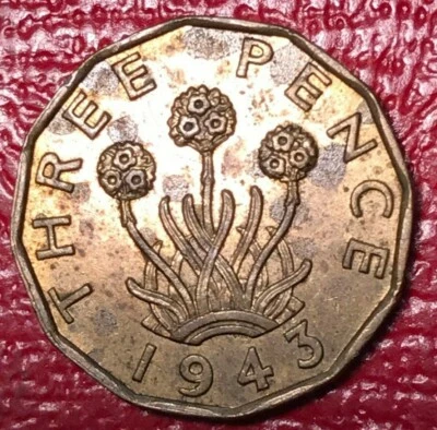 MONEDAS DE 3 PENIQUES DE GRAN BRETAÑA DE ALTA CALIDAD AU 1943 - DEC855 Foto 1 de 2