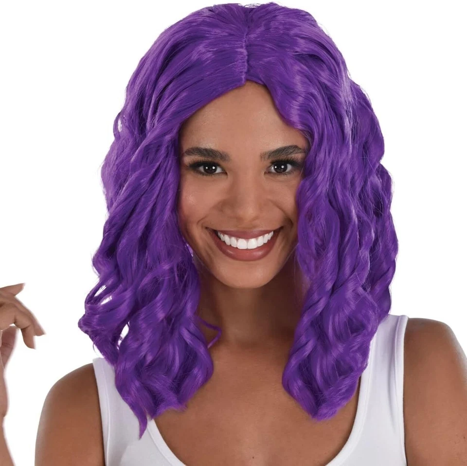 Body Wave Wig Purple Adjustable Wig Cap Halloween Cosplay Amscan