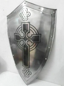 Escudo Escudo medieval SCA Escudo de batalla en capas de acero forjado a... - Foto 1 di 4